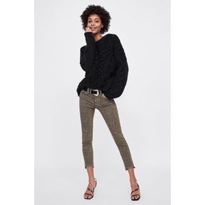 ZARA Animal Print Mid Rise Skinny Jeans SIZE 2